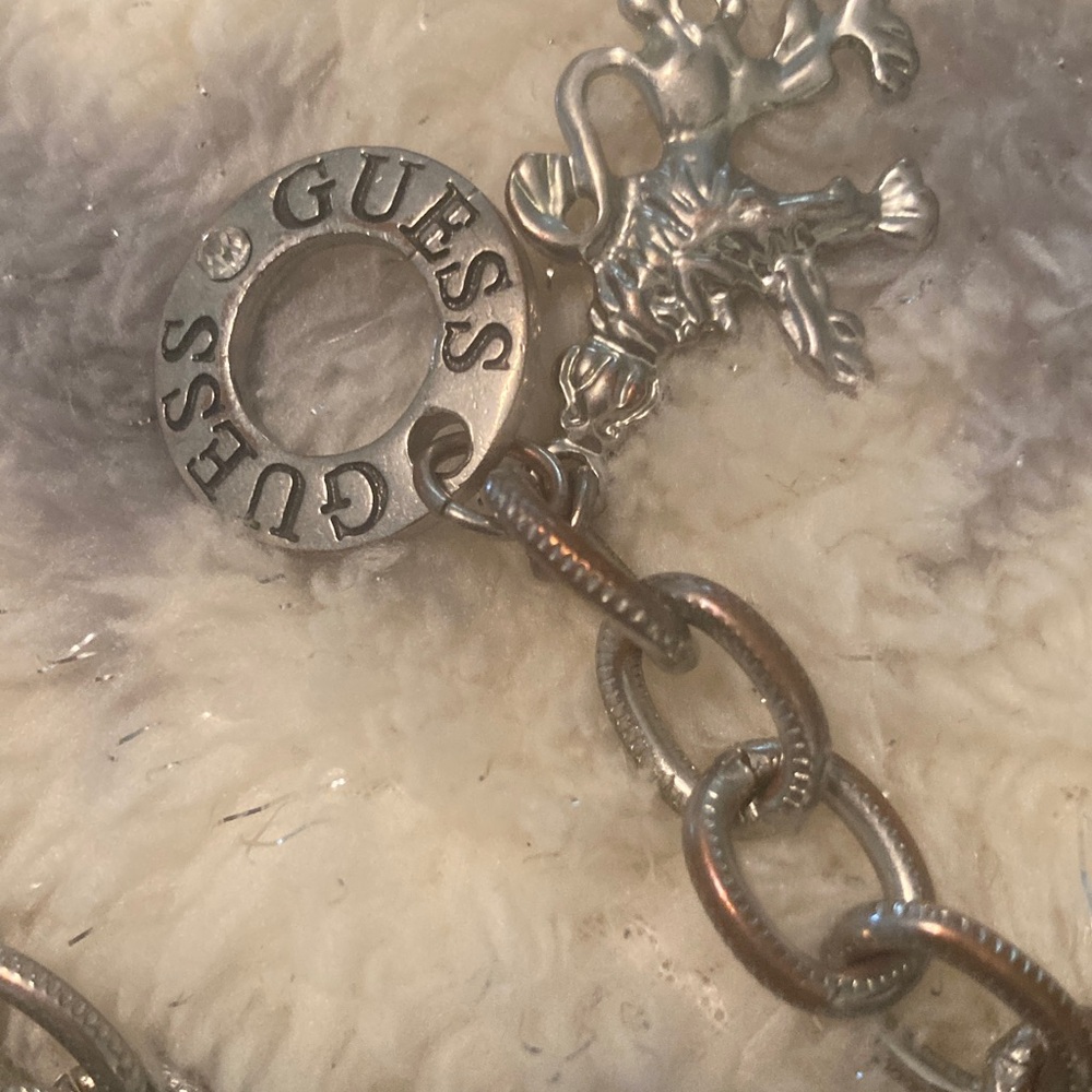 Bundle of GUESS Silver Vintage Black and Red Heart Charm Necklace and Bracelet! - Picture 9 of 9